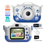 O Brinquedo® - Câmera Digital Infantil Hd 1080P 20Mp Com Carregador Usb E De Selfie Embutida Azul