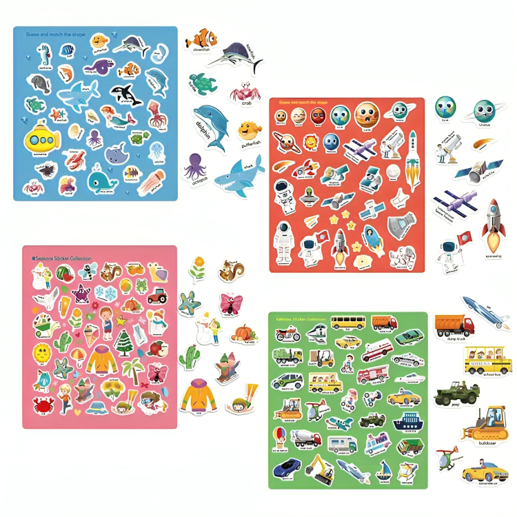 Livro de Adesivos Reutilizáveis para Crianças - Sticker Book