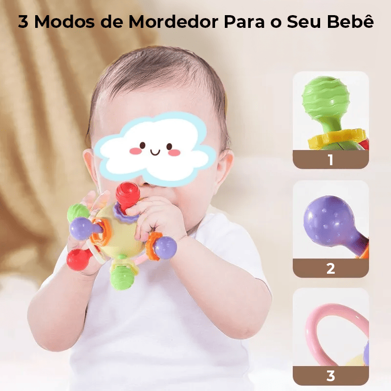 O Brinquedo® - Chocalho E Mordedor Interativo 3 Em 1 Para Bebê