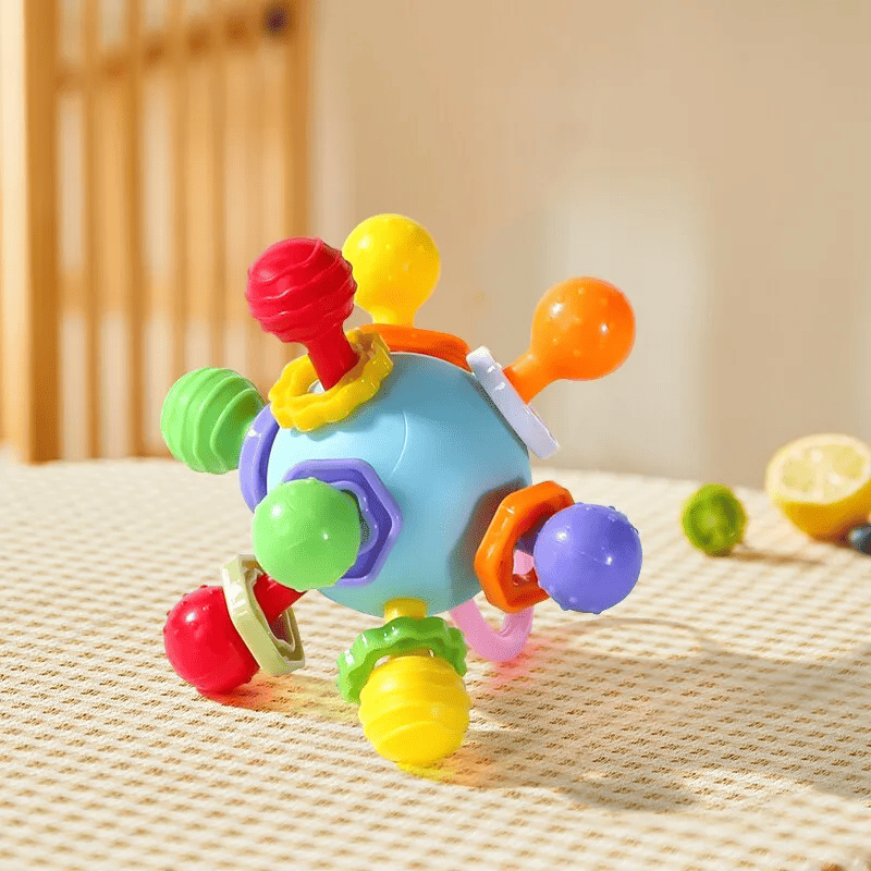 O Brinquedo® - Chocalho E Mordedor Interativo 3 Em 1 Para Bebê Azul