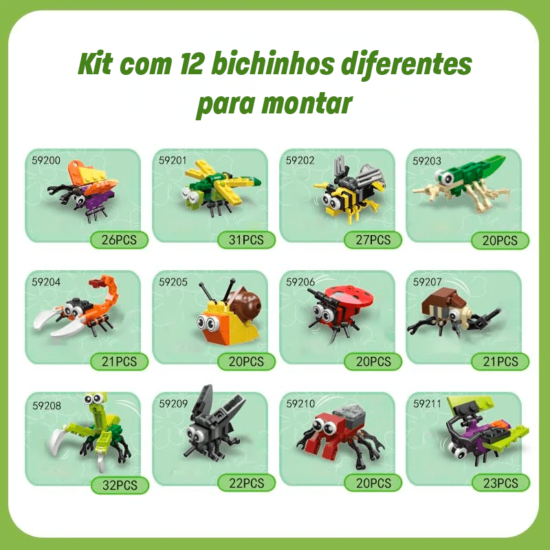 O Brinquedo® - Legonerico Blocos De Montar 12 Animais Diferentes