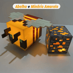 O Brinquedo® - Luminárias Magnocraft Uma Aventura Iluminada Em Cada Bloco Abelha + Minério Amarelo