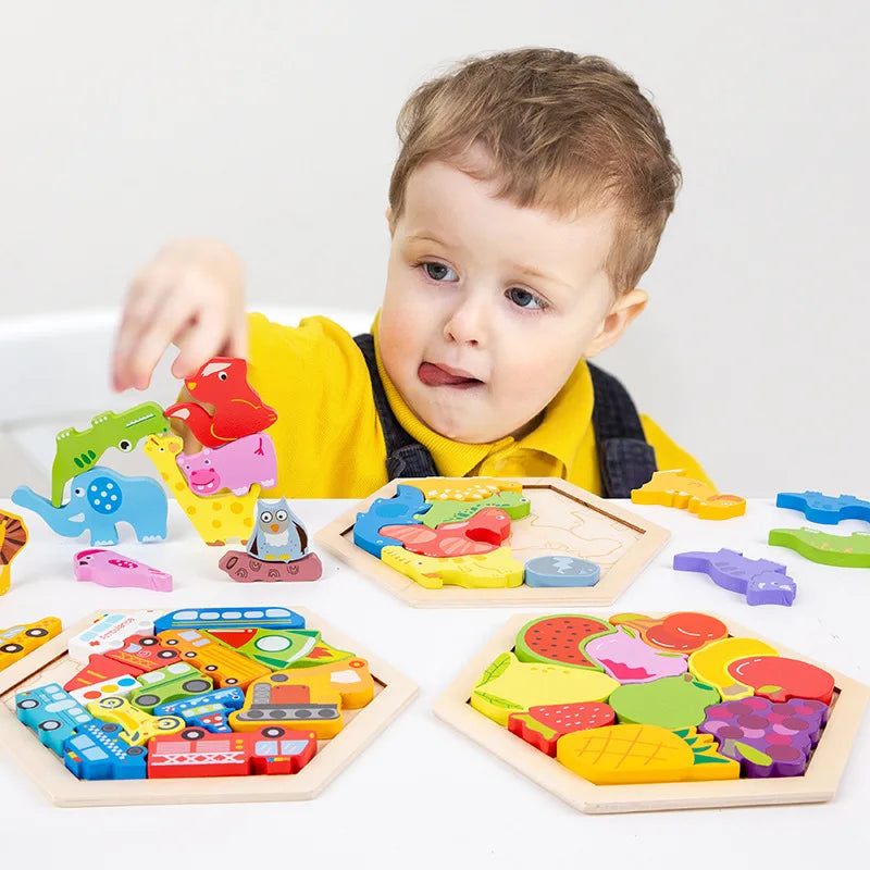O Brinquedo® - Puzzlinho™ - Quebra-Cabeça de Madeira 3D para Desenvolvimento Infantil