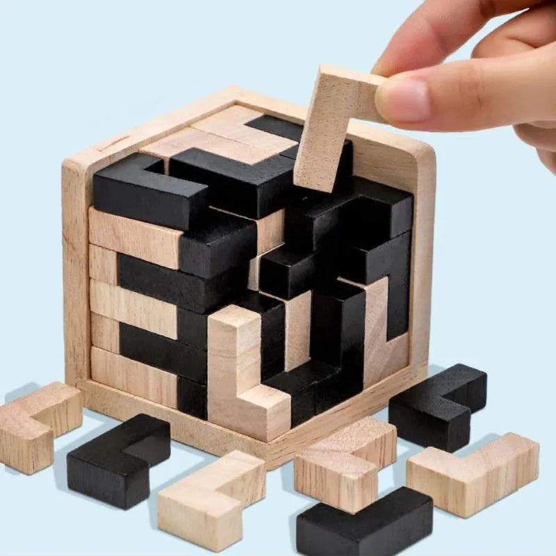 O Brinquedo® - Mindmatrix Puzzle Jogo Educativo Criativo De Madeira Cubo Luban