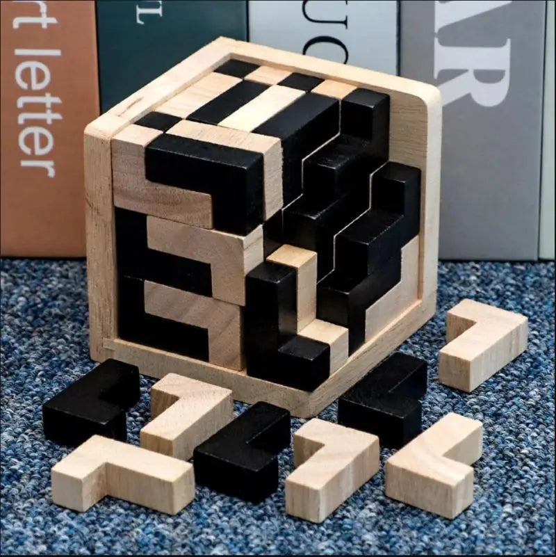 O Brinquedo® - Mindmatrix Puzzle Jogo Educativo Criativo De Madeira Cubo Luban
