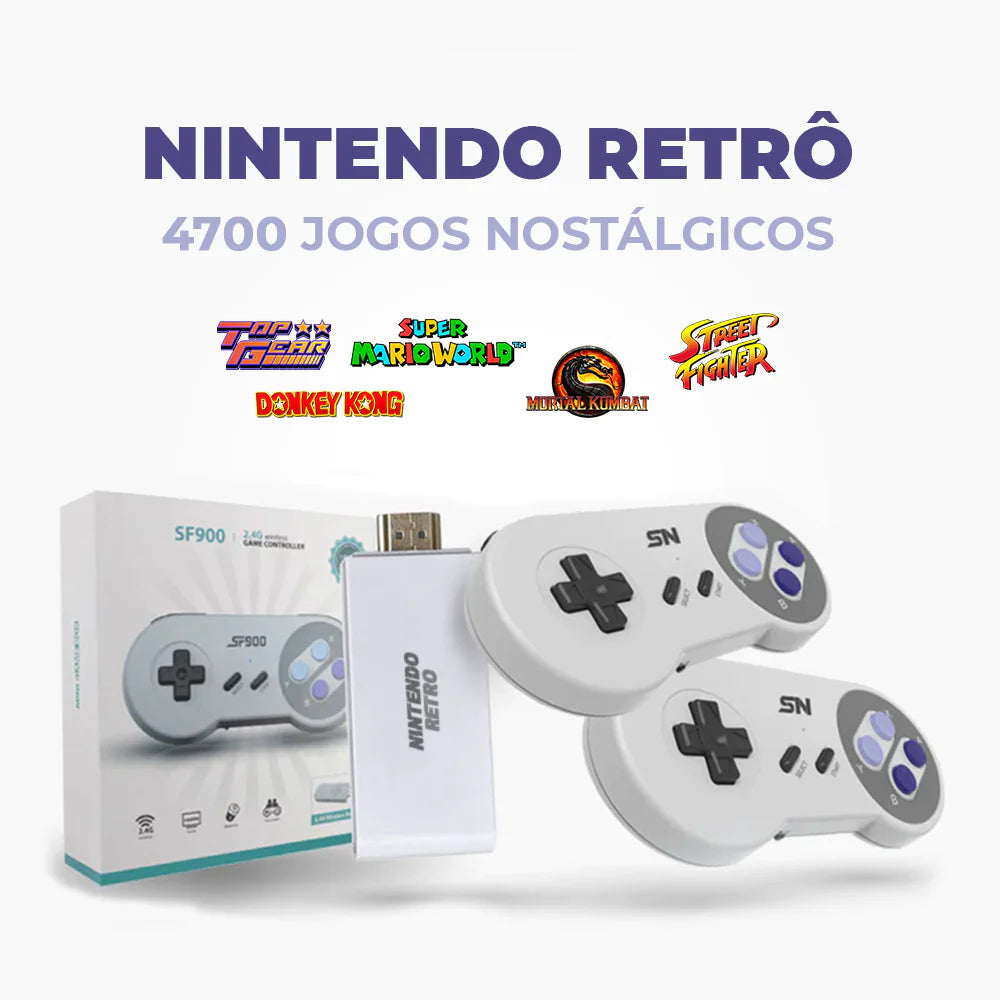 O Brinquedo® - Nintendo Retrô™ Vídeo Game Retrô Com Dois Joysticks E 4700 Jogos + 2